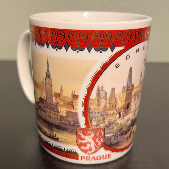 Prague, Czech Republic Souvenir Mug ~ Charles Bridge ~ Prague Castle ~  Metallic - Picture 1 of 6